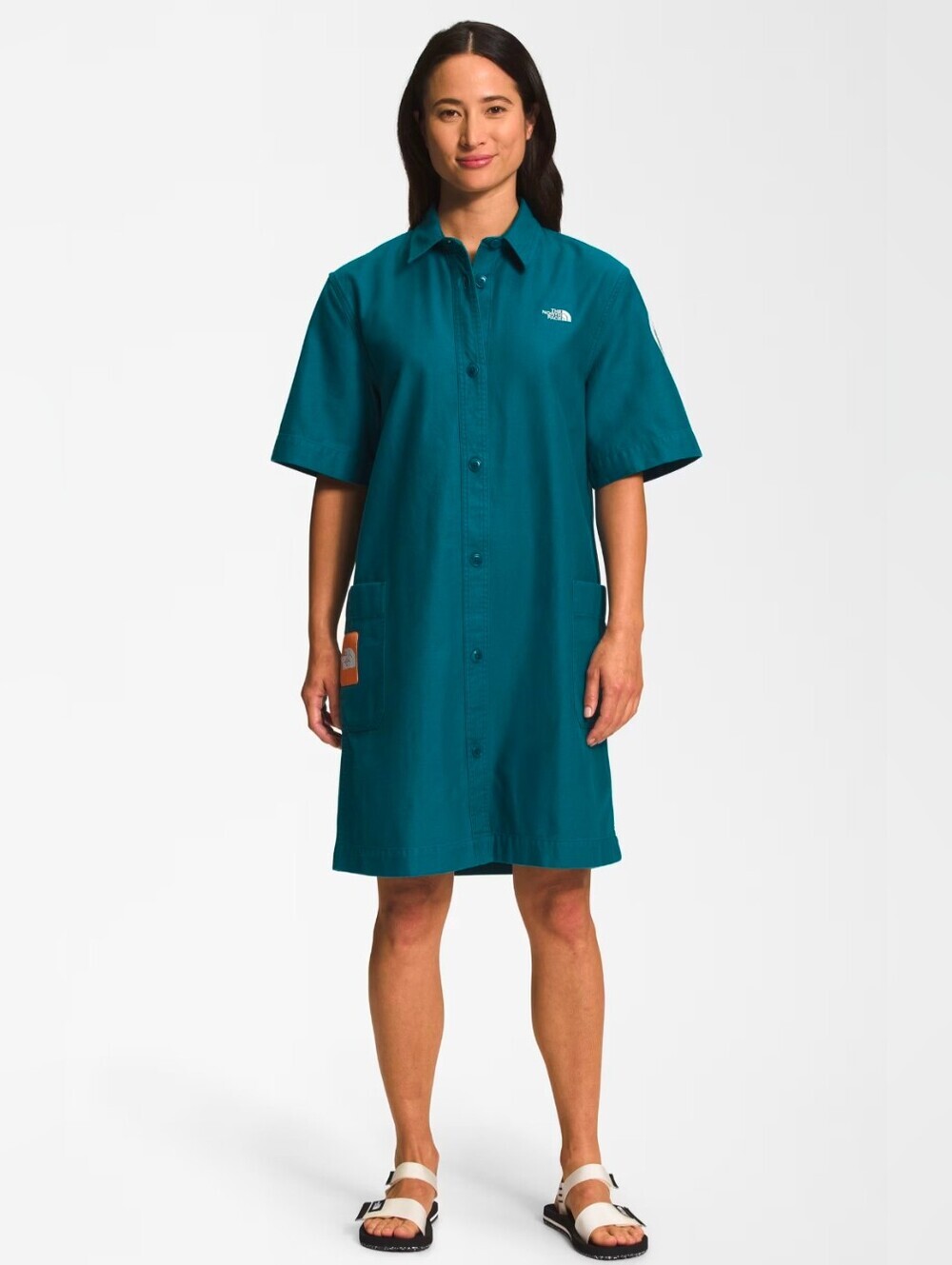 NWT The North Face Valley Shirt Dress in Teal Blue Coral Size XL Canvas Rugged